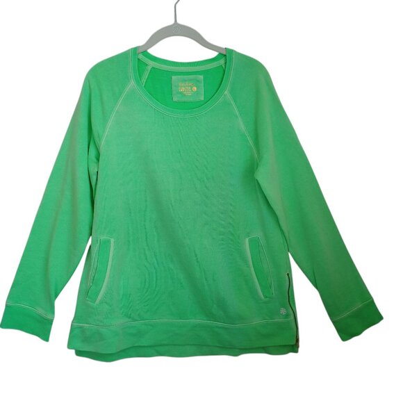 Lilly Pulitzer Luxletic Pullover Beach Comber Green Terry Sweatshirt Women Large - Picture 12 of 13